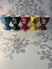 Coloured Ceramic Egg Cups Breakfast Hard Soft Boiled Egg Numbers X 5 Designer