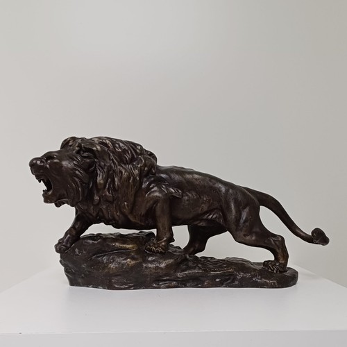 Antique lion sculpture - lion, spelter
