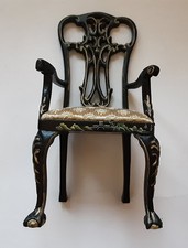 1:12th Dolls House Black Chinoiserie Chippendale Armchair Handpainted By JIAYI