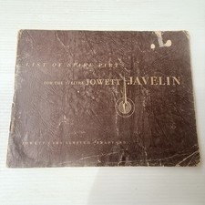 Vintage List Of Spare Parts For 1.5 Litre Jowett Javelin 1950 Standard & De-Luxe