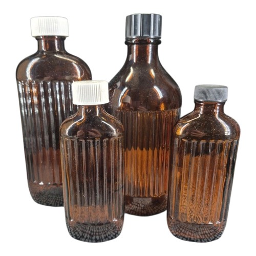 Vtg amber glass - amber, bottles