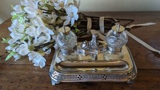 Antique Silverplate Egyptian Revival Double Ink Stand C.1880