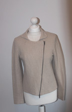 JIGSAW Wonderful Biege Wool/Cashmere Blend Zip Front Cardy Size M
