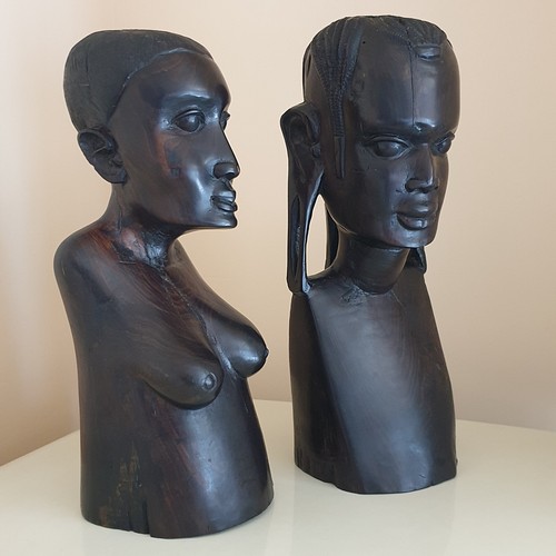 Pair wooden african - of,