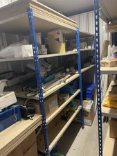 Heavy Duty Steel Shelving Unit ,  5 Shelfs each VGC dim: W123cm D77.5 H198