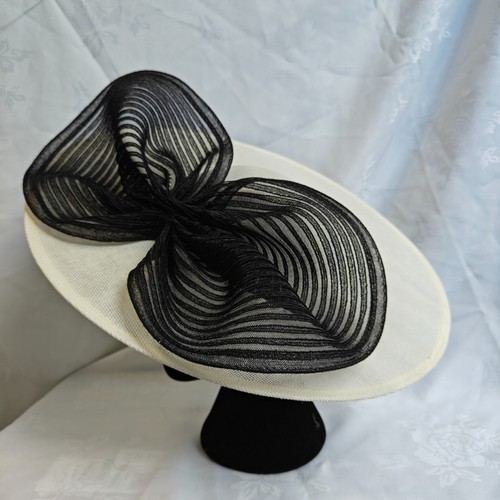 Ivory cream black bow wide - cream,