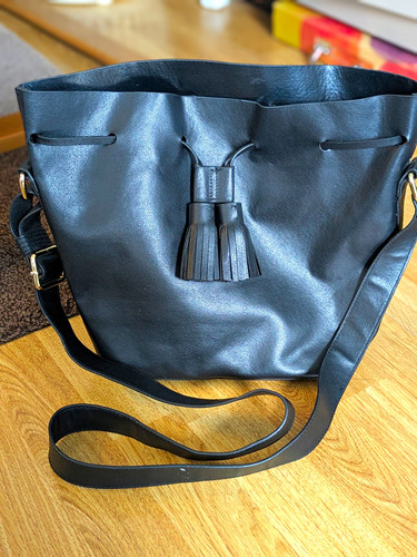 Black faux leather - black,
