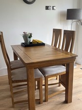 Solid Oak Dining Table Set - 4