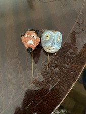 2 Quirky Illuminated Vintage Scarf Pins Circa 1940s