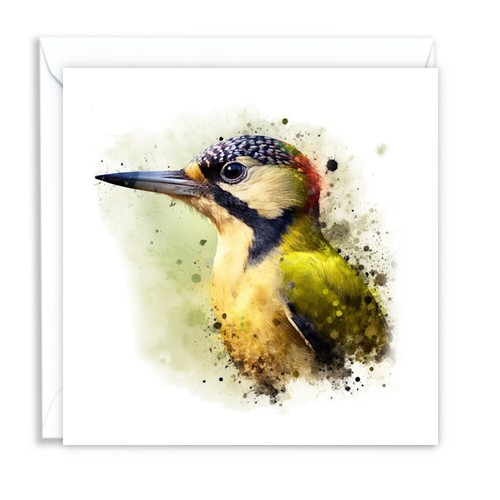 Green woodpecker watercolour - green,