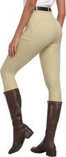 Beige Adult Horse Riding Leggings, Jodhpurs Breeches, Full Silicon Seat
