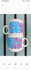 Vintage Staffordshire Pottery Potteries Coffee Tea Cups Mugs Floral Blue Purple