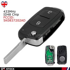 For VW Amarok Transporter T5 T6 434MHz Flip Remote Key Fob ID48 Chip 2 Button