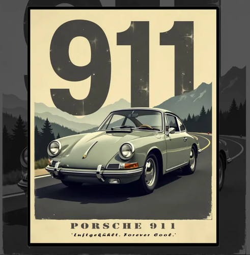 Vintage porsche 911 poster - vintage,