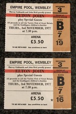 ELTON JOHN plus Special Guests - 2 tickets for 3/11/1977 at Empire Pool Wembley