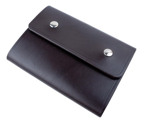 Leather fly wallet dark brown - leather,