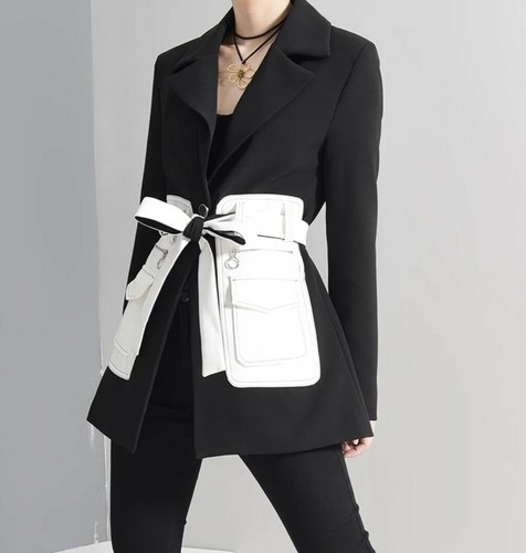 Ladies black white luxury - black,