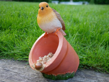 Robin on Plant Pot Birdfeeder