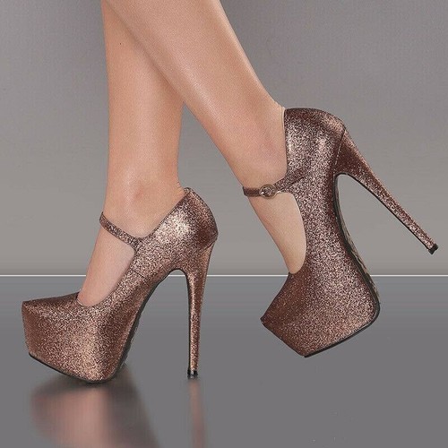 Rose gold glitter platform - gold,