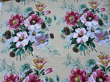 Beautiful vintage 50's 60's Sanderson linen union floral fabric - 2.2M long