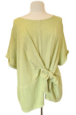 Italian Washed Linen Top Lagenlook Tunic front tie pistachio One Size UK 10-16
