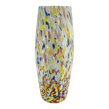Large Murano Glass Vase Multi Yellow Orange Millefiori 25cm