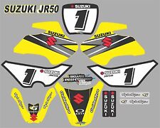 Suzuki JR50 BLACK Graphics Decals Fullset laminated stickers motocross