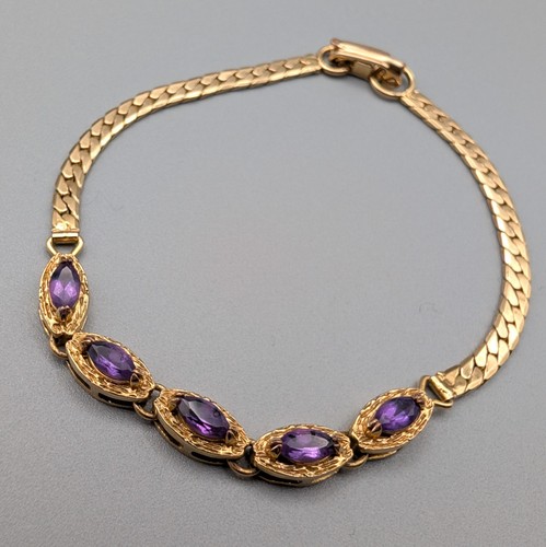 Vintage amethyst bracelet gold - vintage,