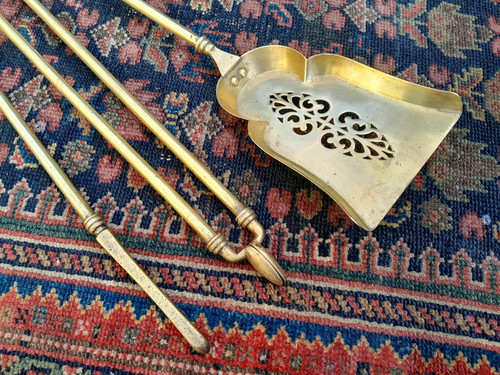Antique brass companion fire - ~,
