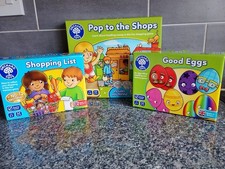 3 X CHILDREN'S ORCHARD TOYS GAMES-POP TO THE SHOPS,SHOPPING LIST & GOOD EGGS