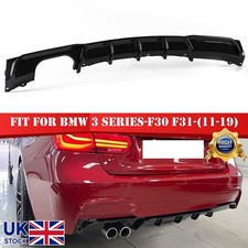 FOR BMW 3 SERIES F30 F31 M SPORT PERFORMANCE REAR BUMPER DIFFUSER GLOSS BLACK
