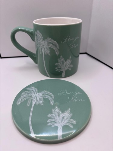 Green palm tree ceramic - green, mug