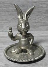 Vintage Retro Silver Plated SEBA England Ring Holder Rabbit Jewellery Stand Dish