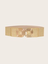 Metal Gold Snake Skin Belt For Women With Adjustable Elastic Waistband For Dress