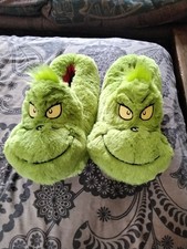 Plush Christmas Grinch Slippers Size 7/8  Nice Clean Condition
