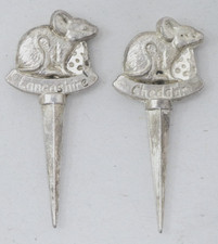 Cheese Marker Mouse Silver Plated Pair Lancashire Cheddar