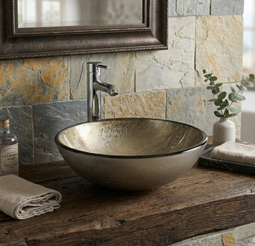 Round bathroom countertop - bathroom,