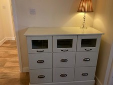 Laura Ashley Portobello chest of 9 drawers /cabinet ivory with metallic hardware