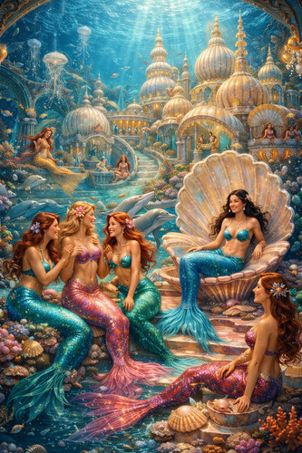 Mermaid wall print - mermaid, a4