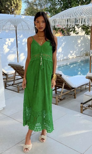 Yumi green crochet dress with - green,
