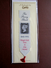 Cash's Silk BOOKMARK Royal Mail Penny Black Stamp 1840-1990 Unused on Card