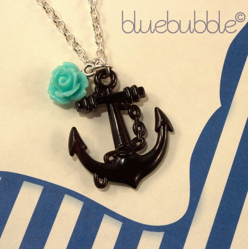 Funky anchor rose necklace - anchor,