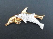 Swarovski Dolphin and Baby Brooch - Made in Austria