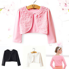 Kids Girls Lace Flower Cardigan Top Bolero Shrug Shawl Cape Party Long Sleeves