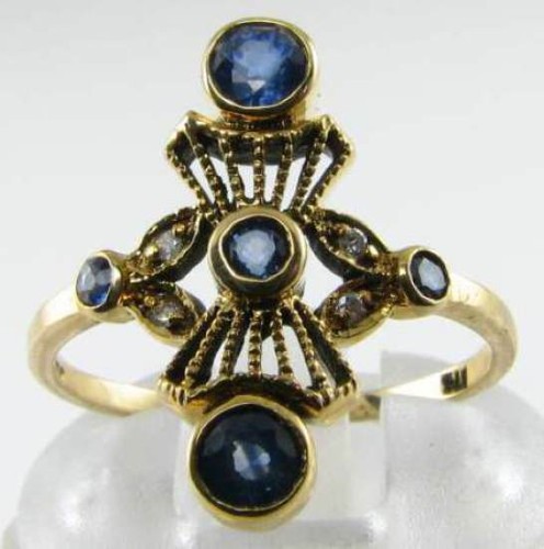 Long 9ct gold blue - 9k, sapphire
