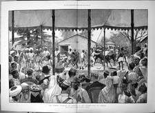 Old Print Goorkha Daserah Festival Goddess Kali Almorah Major Pulley 1891 19th