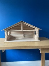 Nativity Log Stable hand made medium size reasonable condition made from broom h