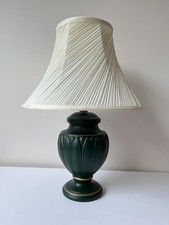 Vintage Dark Green Ceramic Vase Table Lamp BHS with Cream Pleated Shade