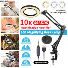 10X LED Magnifier Glass Desk Lamp With Light Stand Clamp Beauty Magnifying Lamp