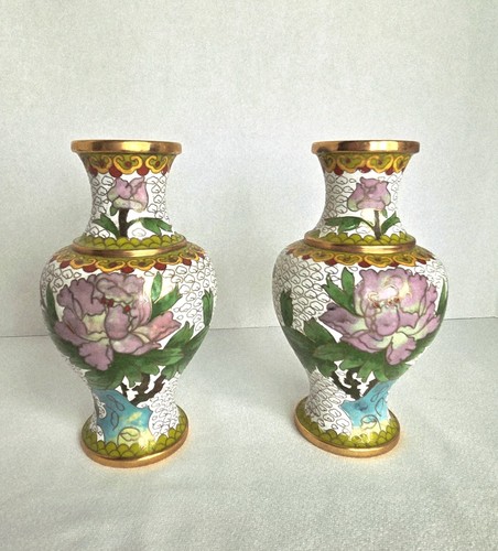 Pair vintage chinese cloisonne - vintage,